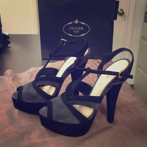 Prada Shoes - Prada Suede Platform T-Strap